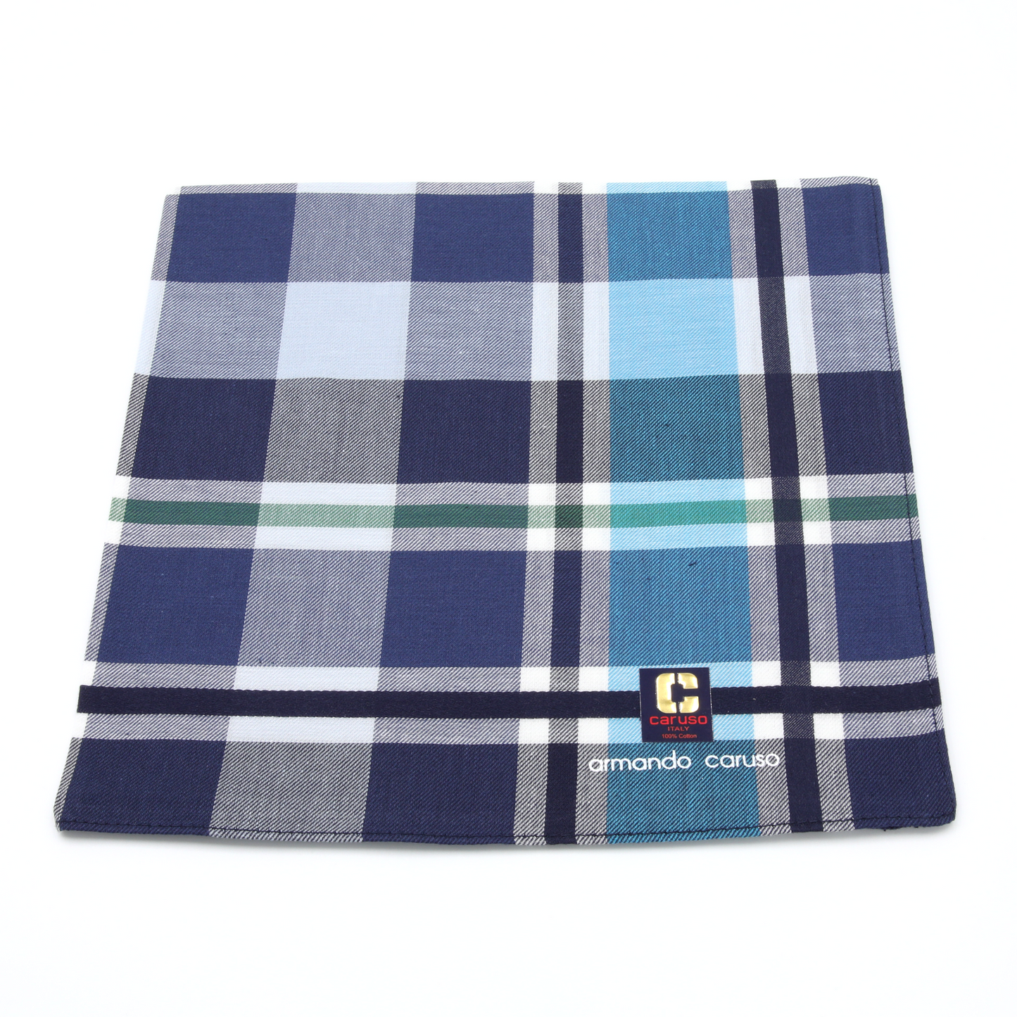 Armando Caruso - Mens Hankies - Blue/Red Large Check