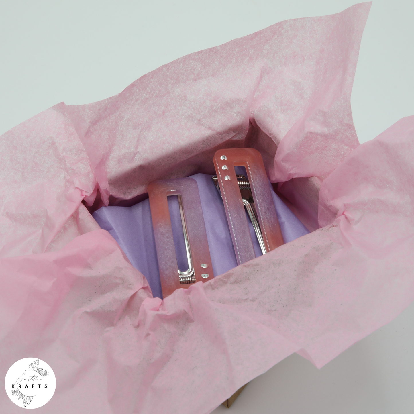 Hair Clip Pair - Pink&Purple Heart Trio