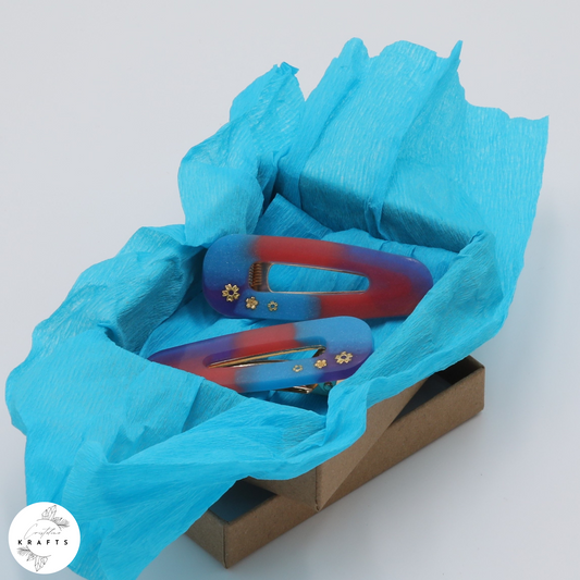 Hair Clip Pair - Pink&Purple&Blue Flower Trio