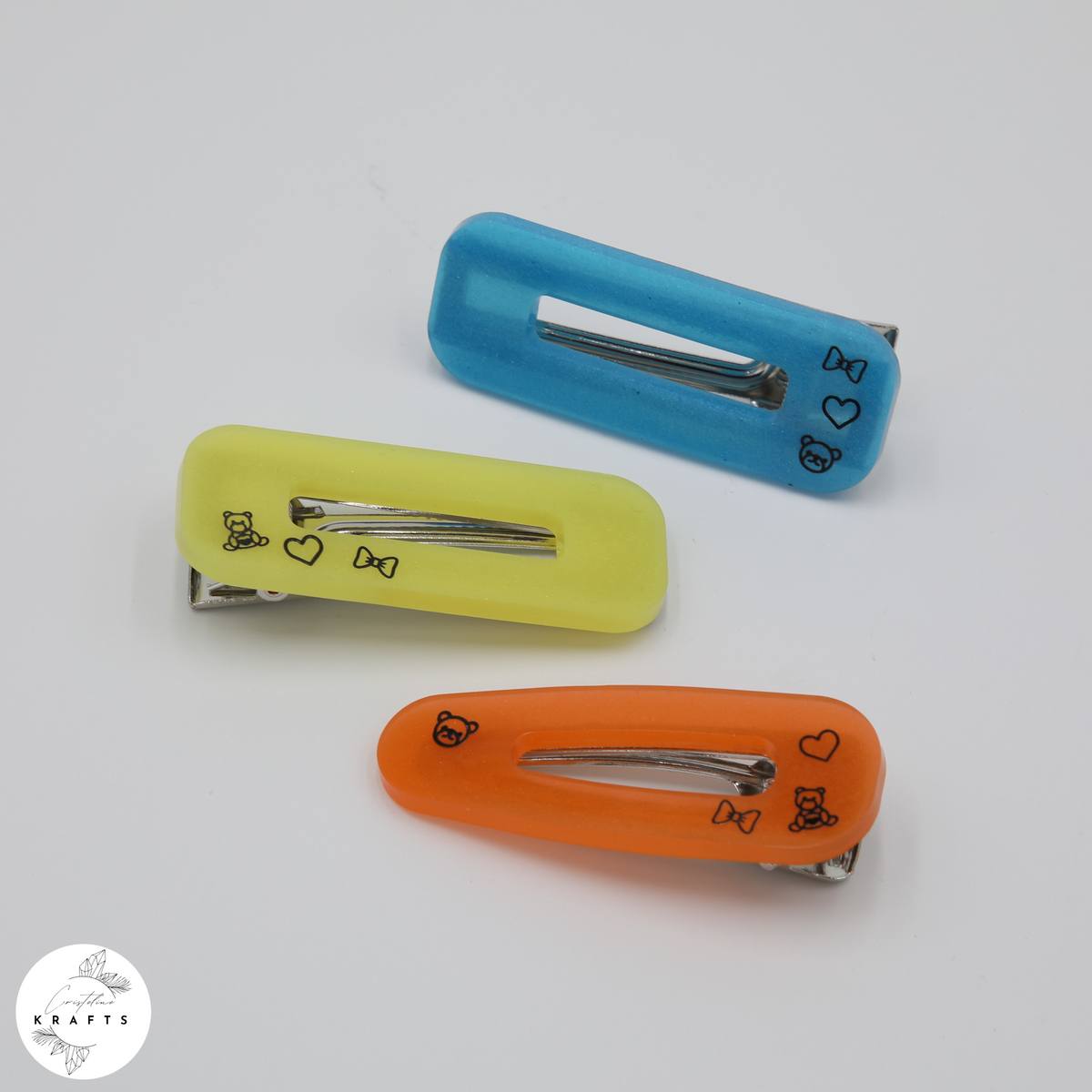 Hair Clip Trio - Summer Fun - Teddy Bear Love
