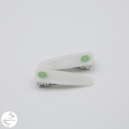 Hair Clip Pair - Pearly White