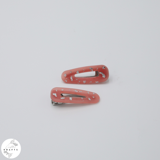Hair Clips Pair - Silver Flecks