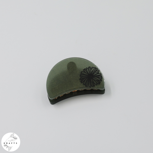 Hair Claw - Dark Green - Black Dandelion