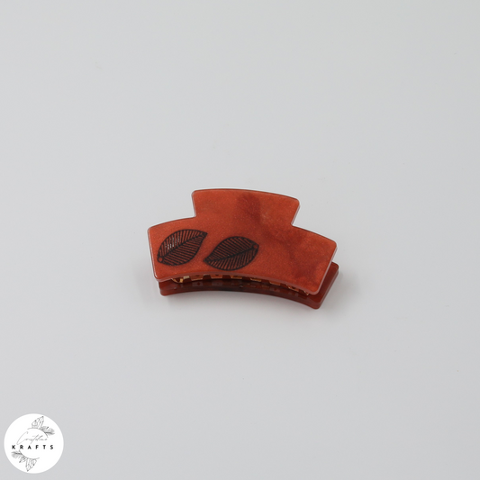Hair Claw - Red Brown - Black Leaf Duo