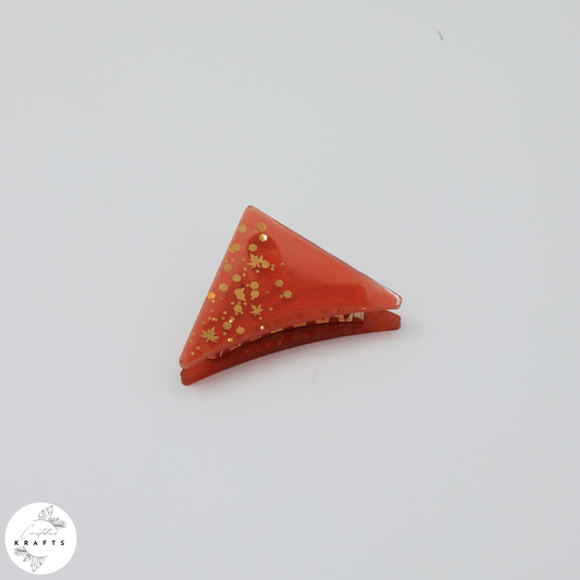 Hair Claw - Gold Autumn Confetti - Red Orange