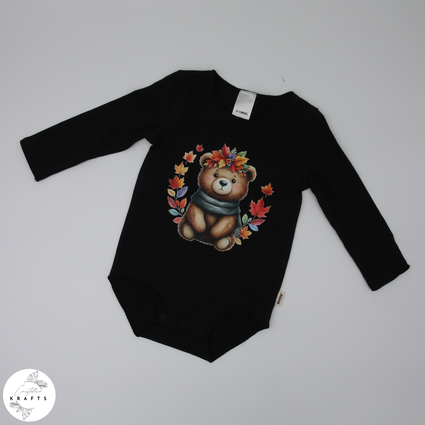 2pc Longsleeve Romper Set - Black & Grey - Autumn Bears