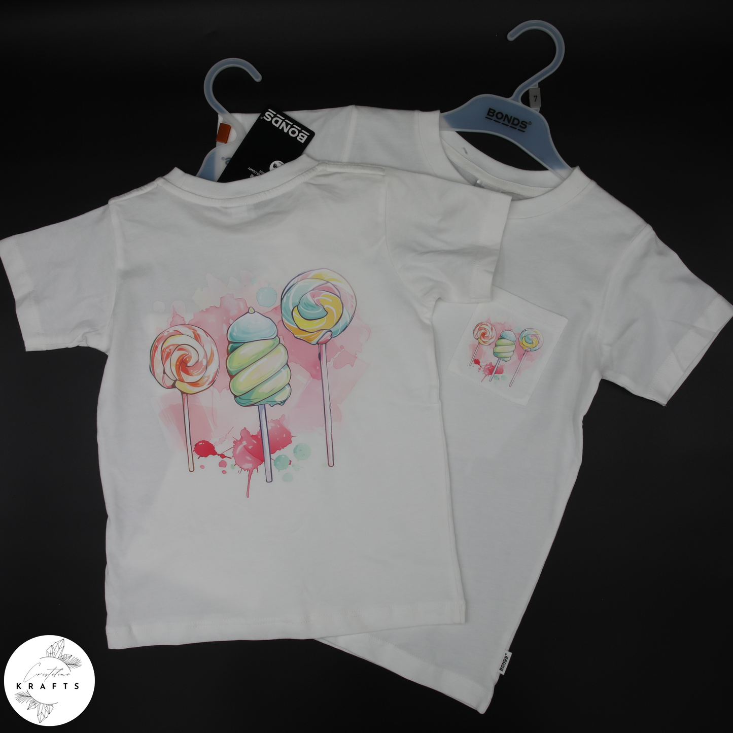 Girl's Crew Tee - White - Candyland Trio