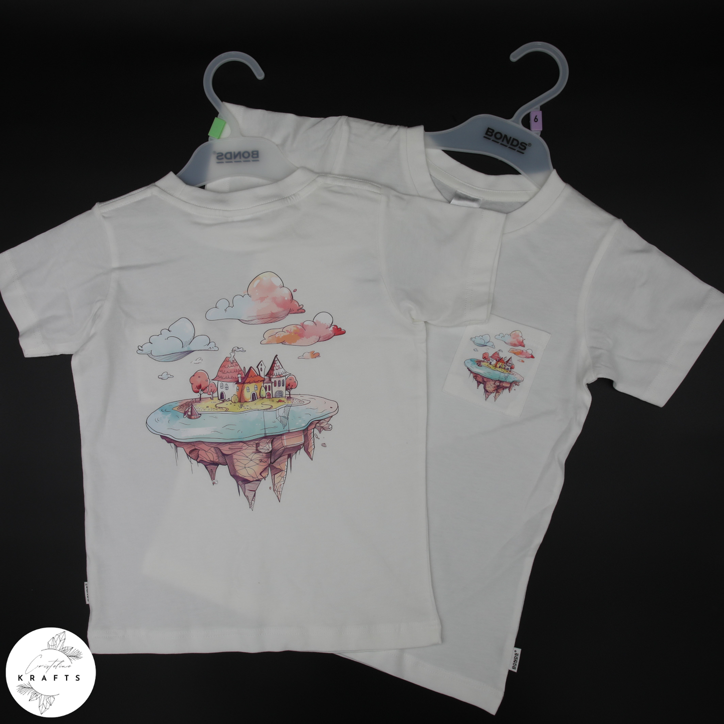 Girl's Crew Tee - White - Isle of Dreams - Cotton Candy