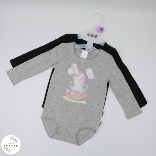 2pc Longsleeve Romper Set - Black & Grey - Little Unicorn
