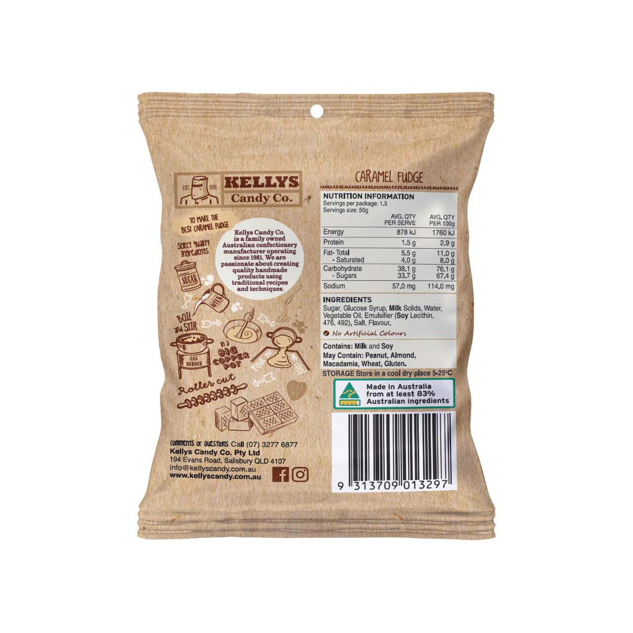 Kellys Candy Co - Caramel Fudge - 75g