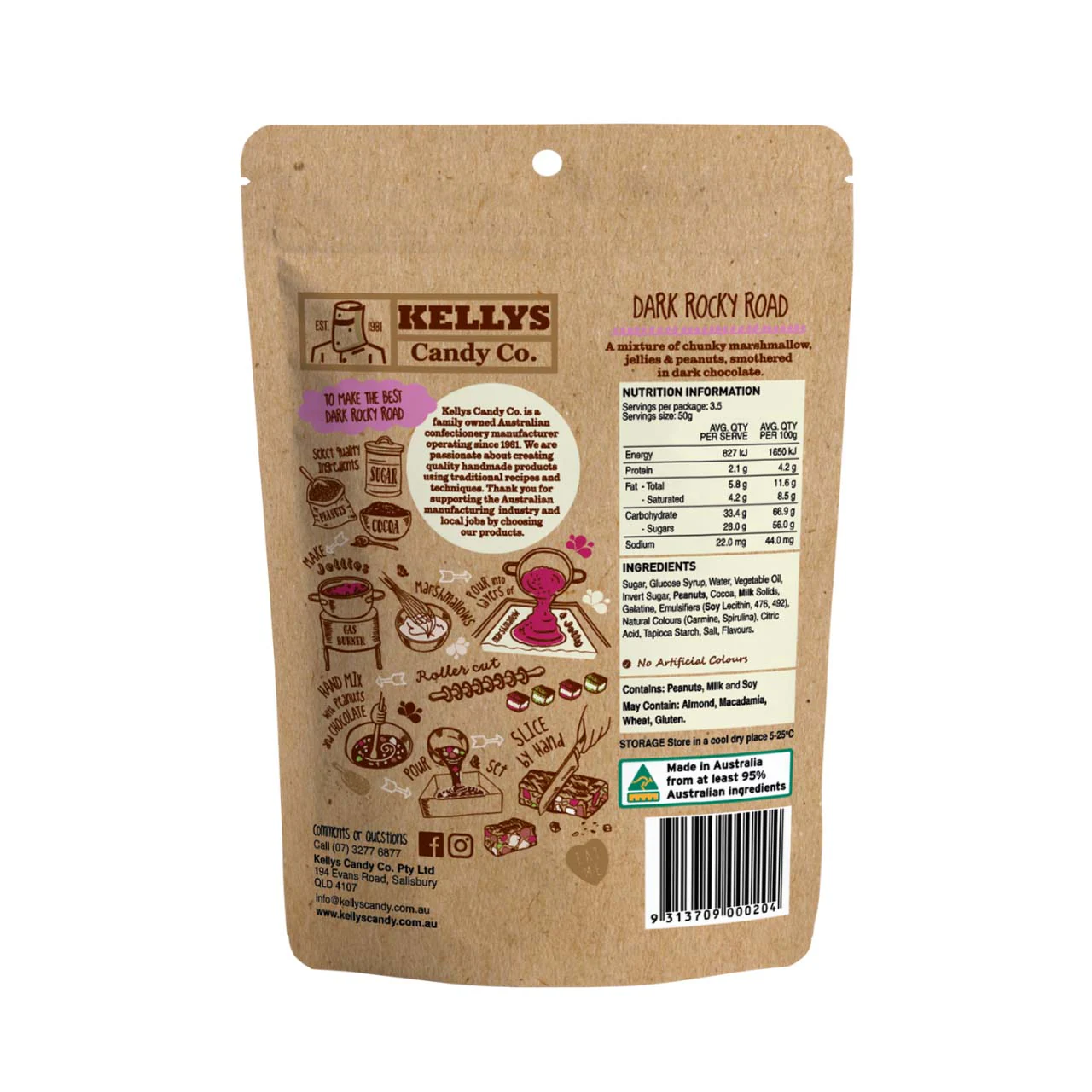Kellys Candy Co - Dark Rocky Road - 175g