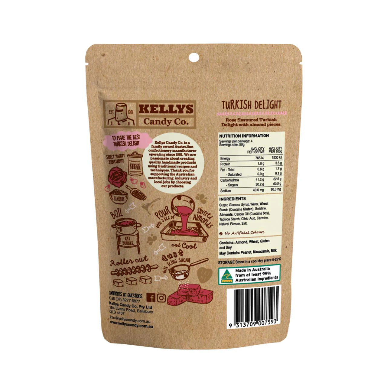 Kellys Candy Co - Turkish Delight - 200g
