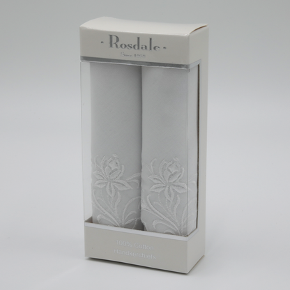 Rosdale - Ladies Hankies - Embroidered - Box of 2