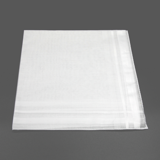 Rosdale - Mens Hankies - European Design - White With Embossed Border