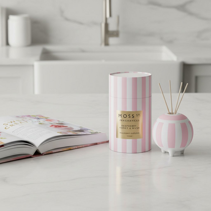 Moss St Ceramic Mini Diffuser - Raspberry, Honey & Musk - 100mL