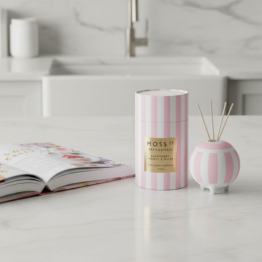 Moss St Ceramic Mini Diffuser - Raspberry, Honey & Musk - 100mL