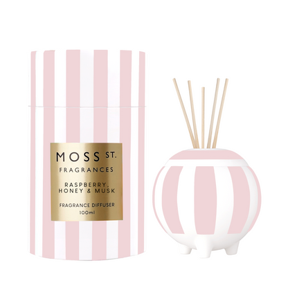 Moss St Ceramic Mini Diffuser - Raspberry, Honey & Musk - 100mL