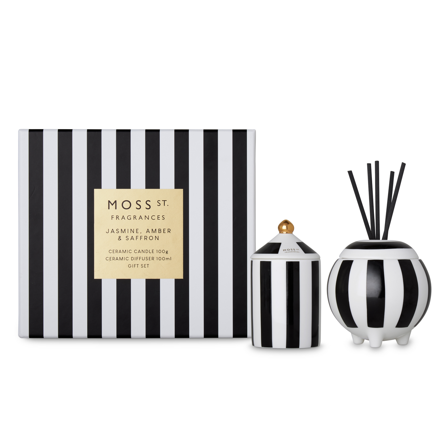 Moss Street Mini Candle & Diffuser Gift Set - Jasmine, Amber & Saffron