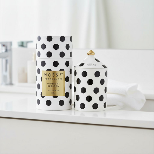Moss St Ceramic Large Candle - Midnight Blossom - 360g