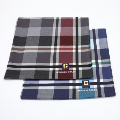 Armando Caruso - Mens Hankies - Blue/Red Large Check