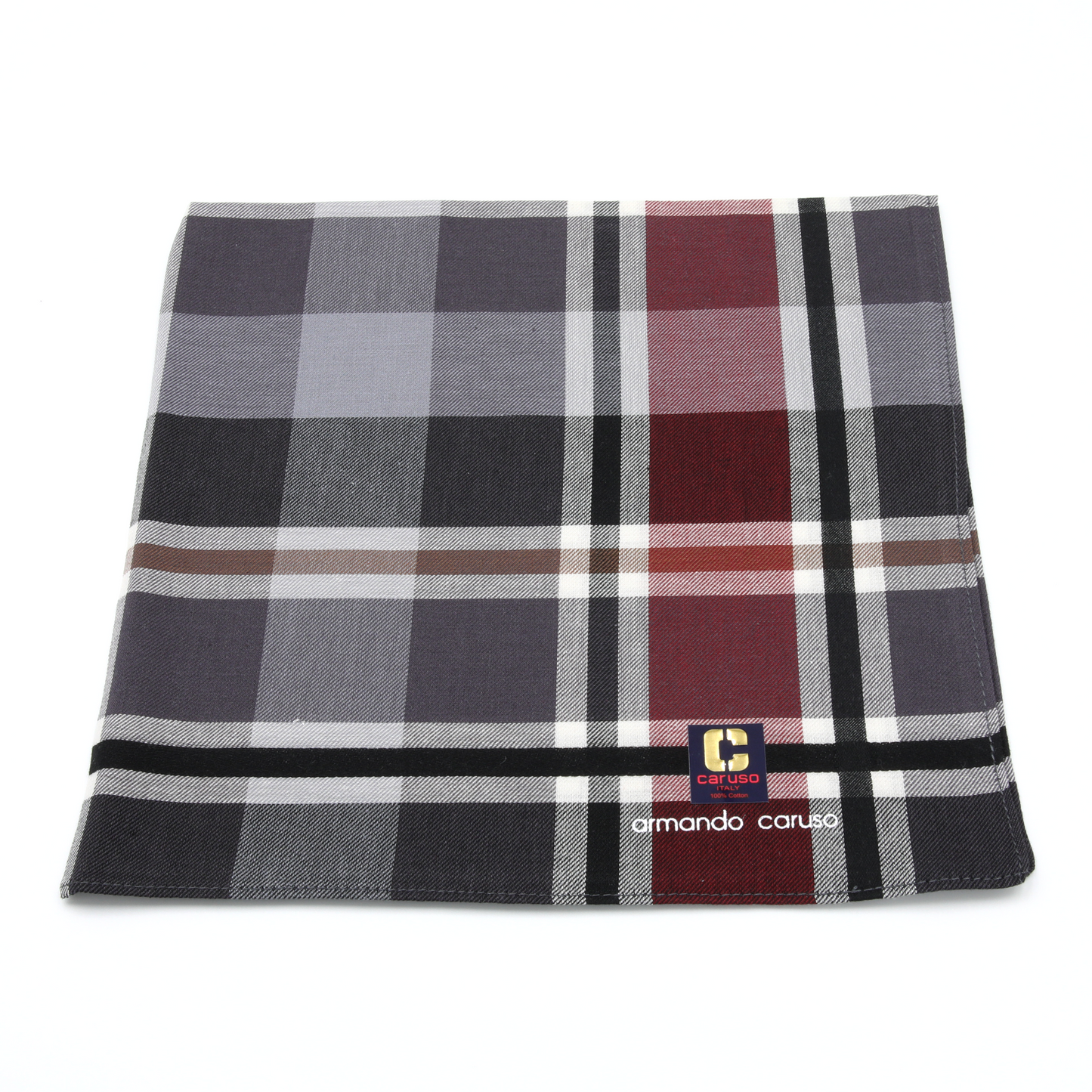 Armando Caruso - Mens Hankies - Blue/Red Large Check