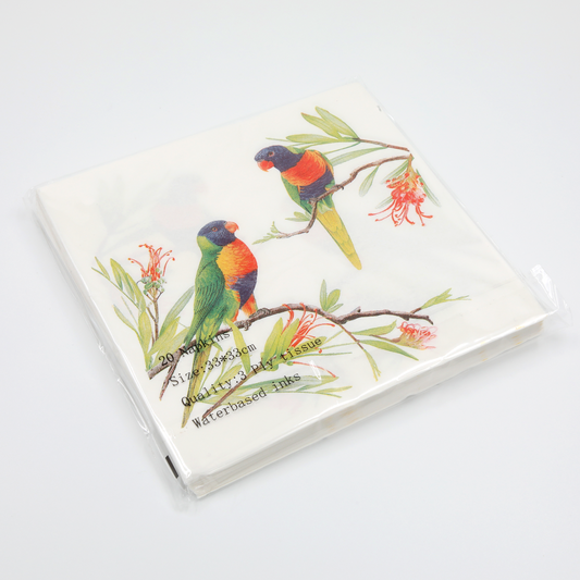 Paper Napkins - Rainbow Lorikeets - 20Pk