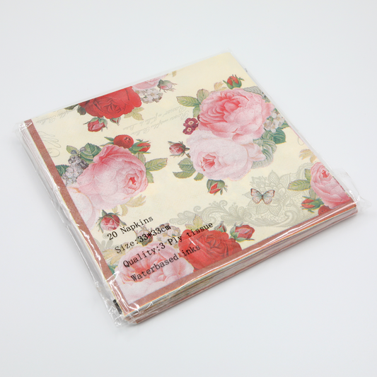 Paper Napkins - Vintage Roses - 20Pk