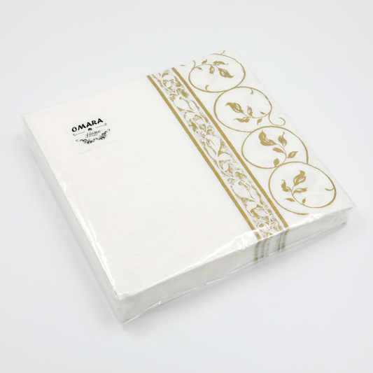 Paper Napkins - Versailles Gold Embossed Side Border - 20Pk