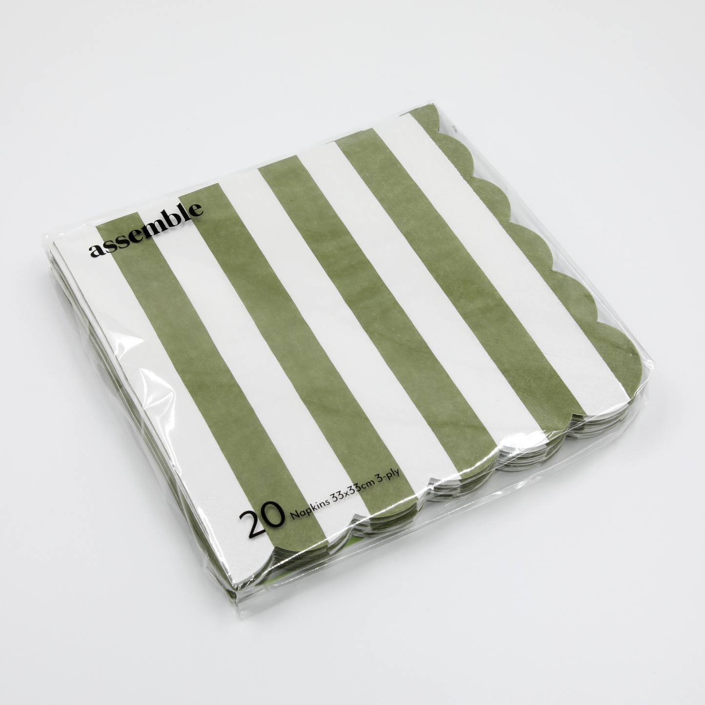 Paper Napkins - Riviera Stripe - Olive/White - 20Pk
