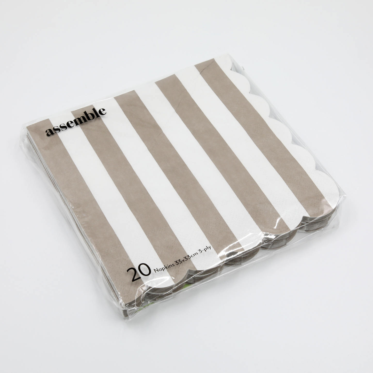 Paper Napkins - Riviera Stripe - Taupe/White - 20Pk