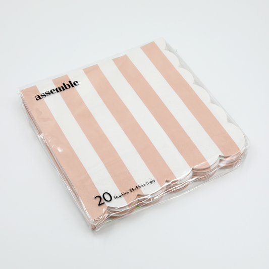 Paper Napkins - Riviera Stripe - Dust Peach - 20Pk