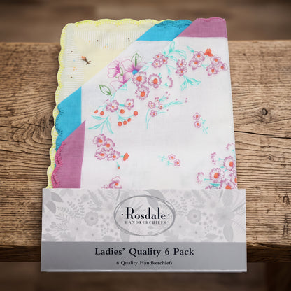 Rosdale - Ladies Hankies - Scalloped Edge 6pk