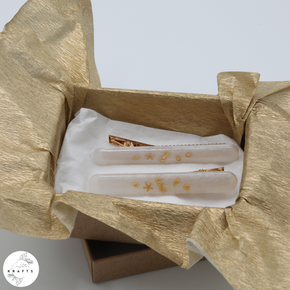 Hair Clip Pair - Pearly White By the Sea