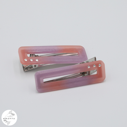 Hair Clip Pair - Pink&Purple Heart Trio