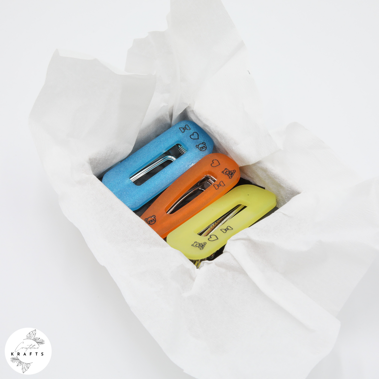 Hair Clip Trio - Summer Fun - Teddy Bear Love