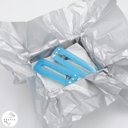 Hair Clip Pair - Cobalt Blue Heart Trio
