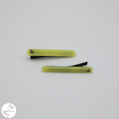 Hair Clip Pair - Sunny Yellow Simple Teddy