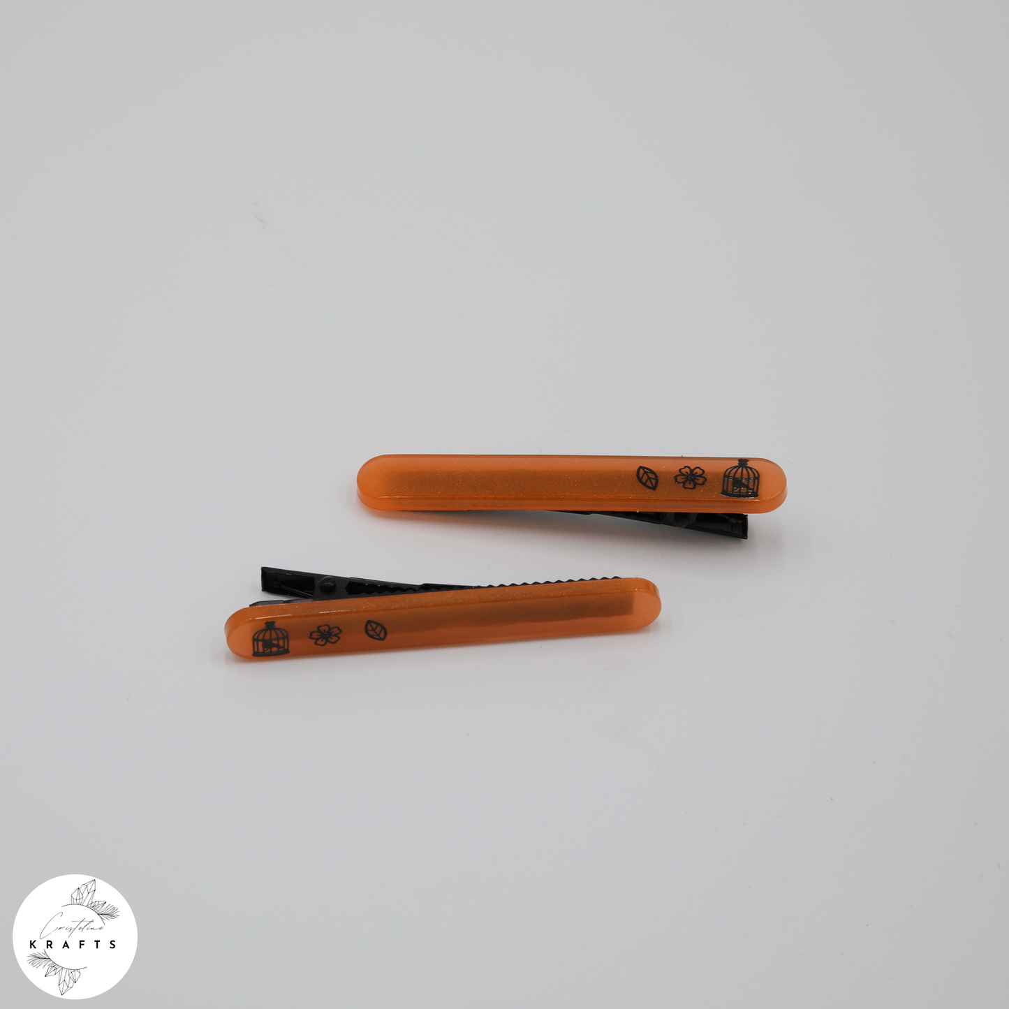 Hair Clip Pair - Vibrant Orange In the Garden