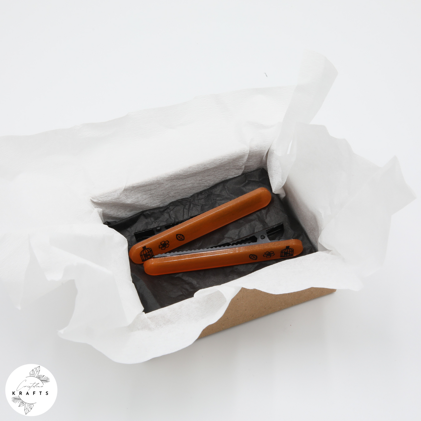 Hair Clip Pair - Vibrant Orange In the Garden