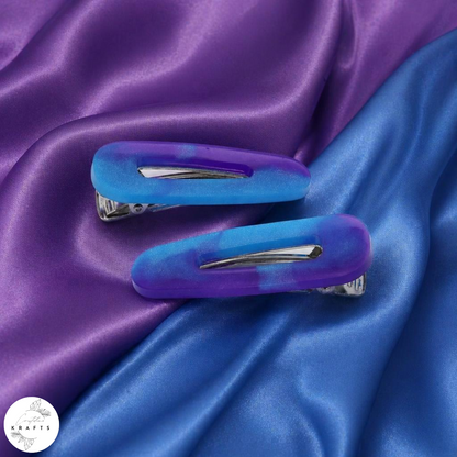 Hair Clip Pair - Blue & Purple