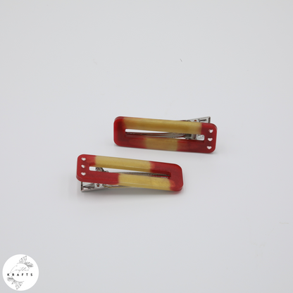 Hair Clip Pair - Red & Gold Heart Trio