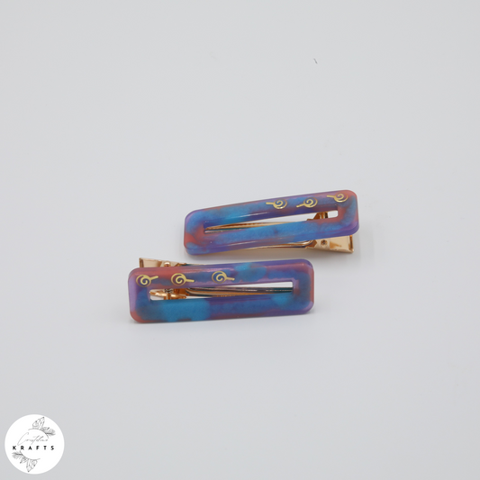 Hair Clip Pair - Pink&Purple&Blue Lollipop Trio