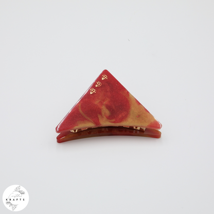 Hair Claw - Red & Gold Diamond Trio