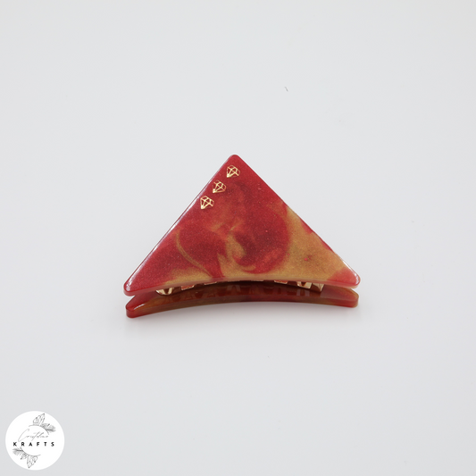 Hair Claw - Red & Gold Diamond Trio