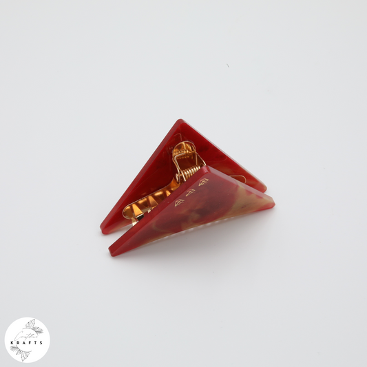 Hair Claw - Red & Gold Diamond Trio