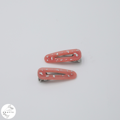 Hair Clips Pair - Silver Flecks