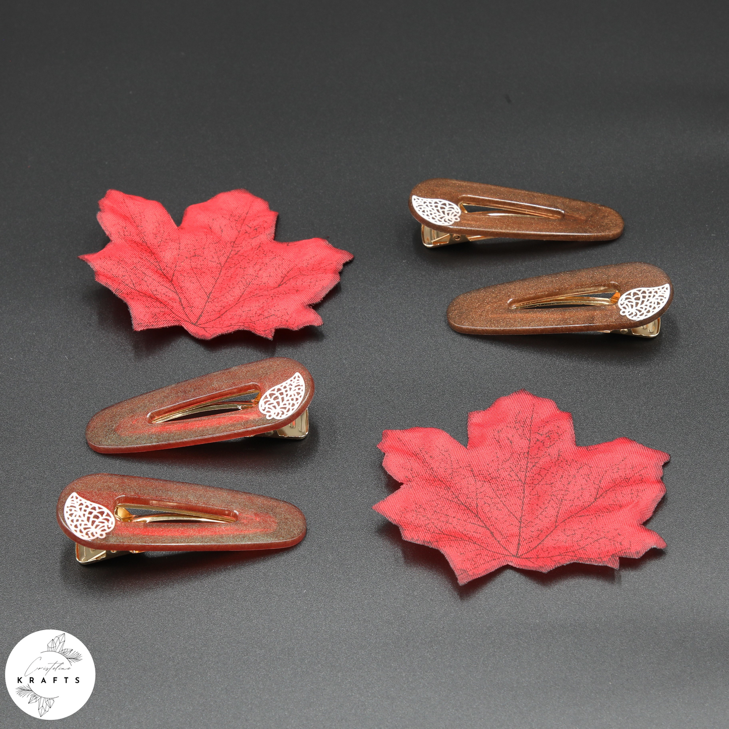 Triangle Pair - White Vintage Leaf - Autumn