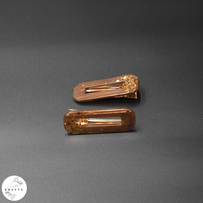 Hair Clip Pair - Gold Autumn Confetti