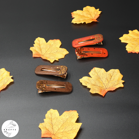 Hair Clip Pair - Gold Autumn Confetti