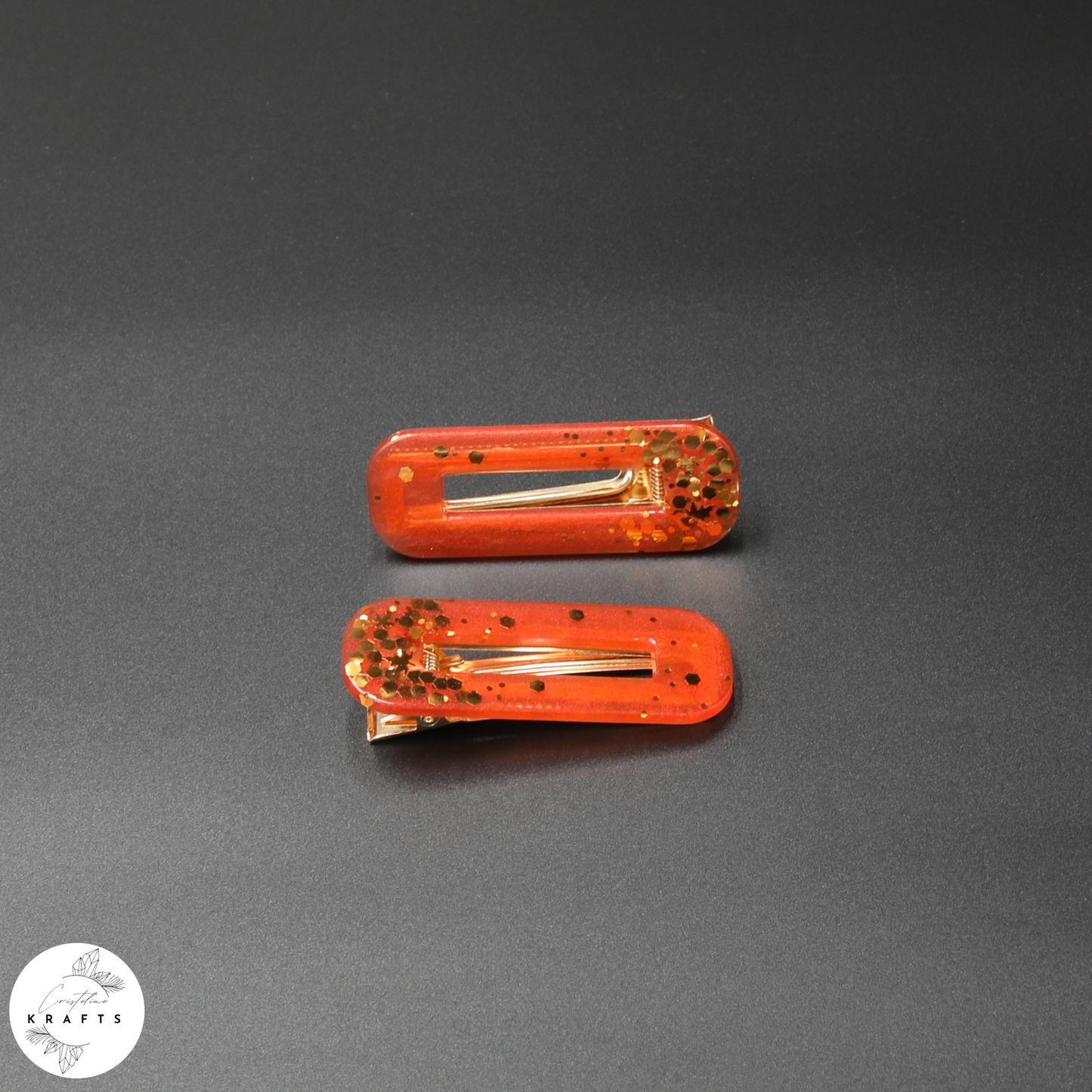 Hair Clip Pair - Gold Autumn Confetti